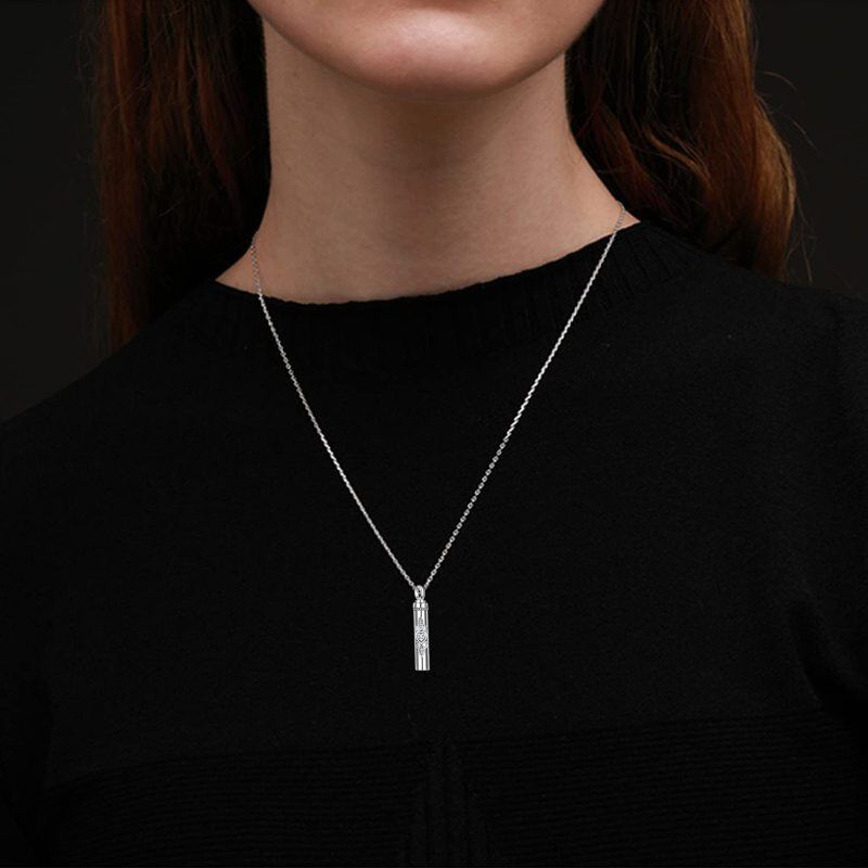 Sterling Silver Heart Cubic Zirconia Bar Celtic Knot Urn Necklace For Ashes-2