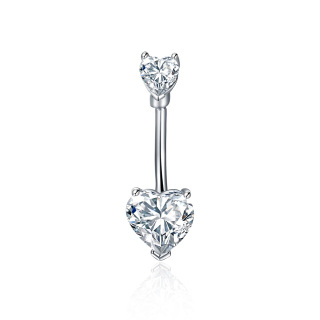 Sterling Silver Heart Cubic Zirconia Belly Button Ring For Women-5