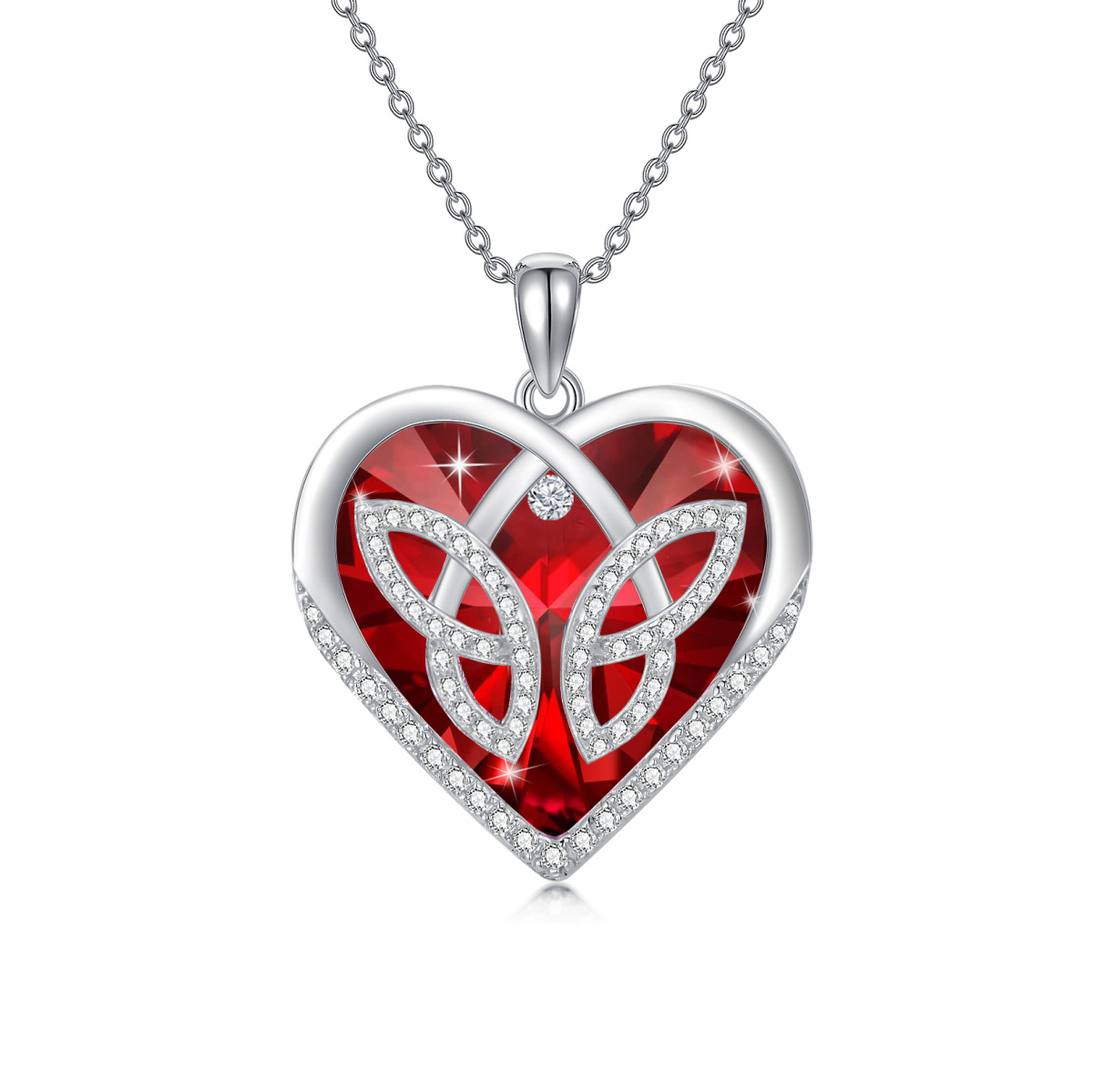 Sterling Silver Heart Crystal Butterfly Pendant Necklace For Women-1