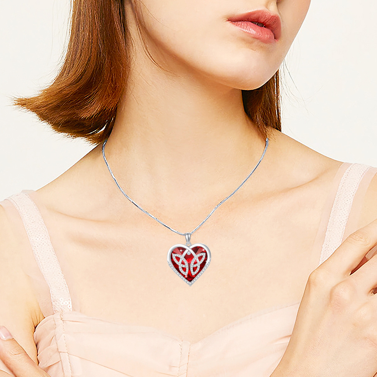 Collar con colgante de mariposa y cristal de corazón de plata de ley para mujer-2