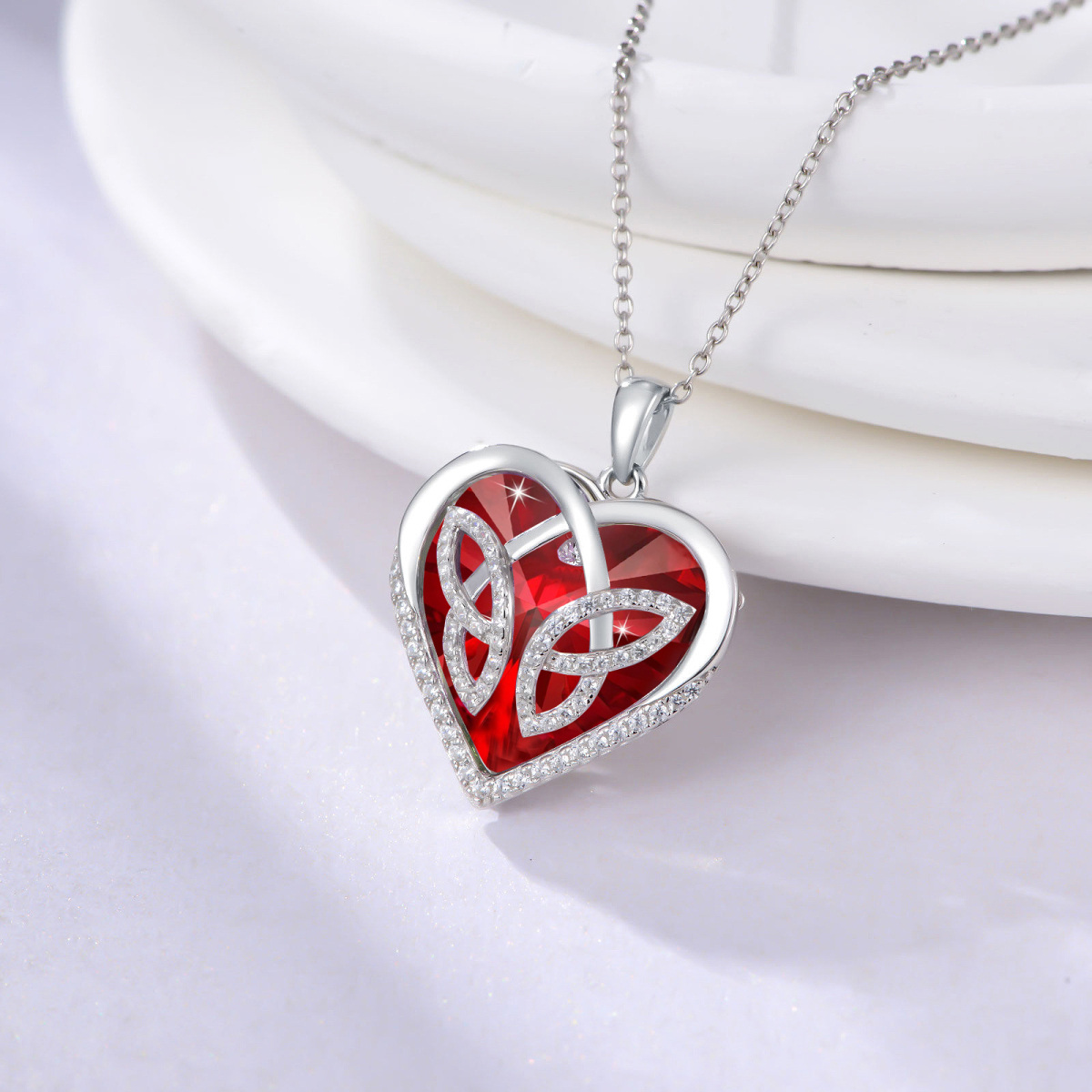 Sterling Silver Heart Crystal Butterfly Pendant Necklace For Women-3