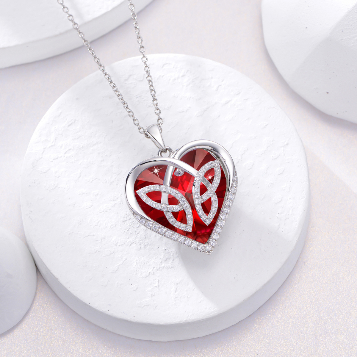 Sterling Silver Heart Crystal Butterfly Pendant Necklace For Women-4