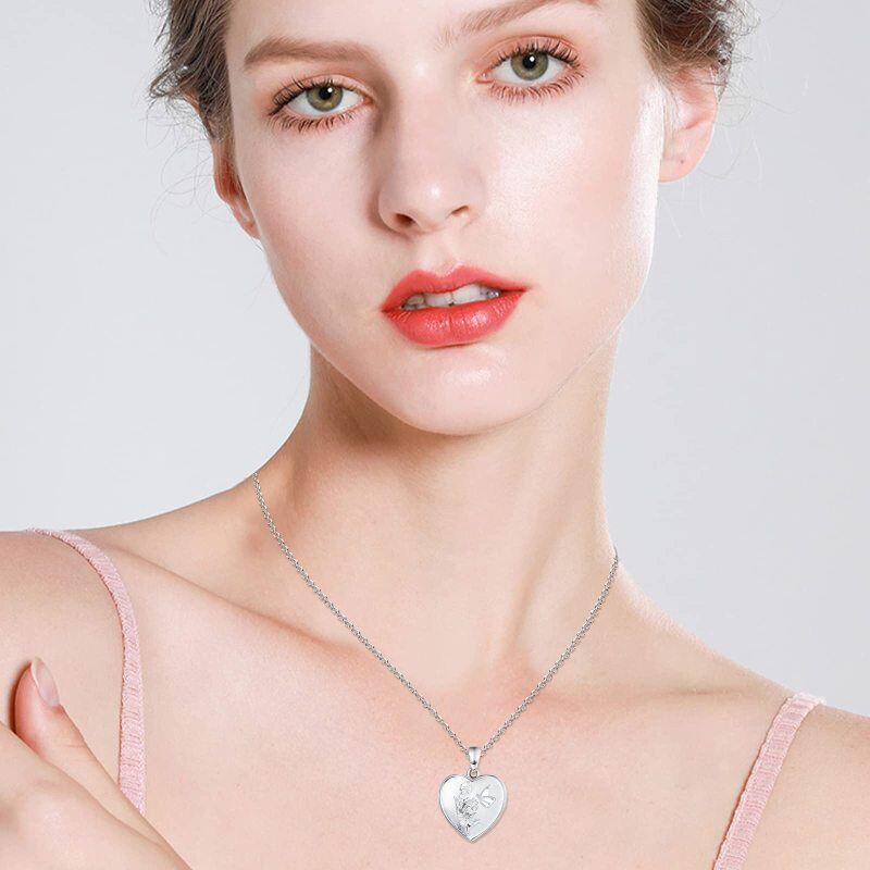 Sterlingsilber-Herzgeschnittener Schmetterlingsanhänger-Halskette-2