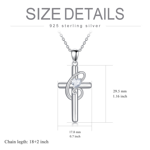 Sterling Silber Herz geformt Cubic Zirkonia Kreuz Anhänger Halskette mit Initial Buchstabe-5