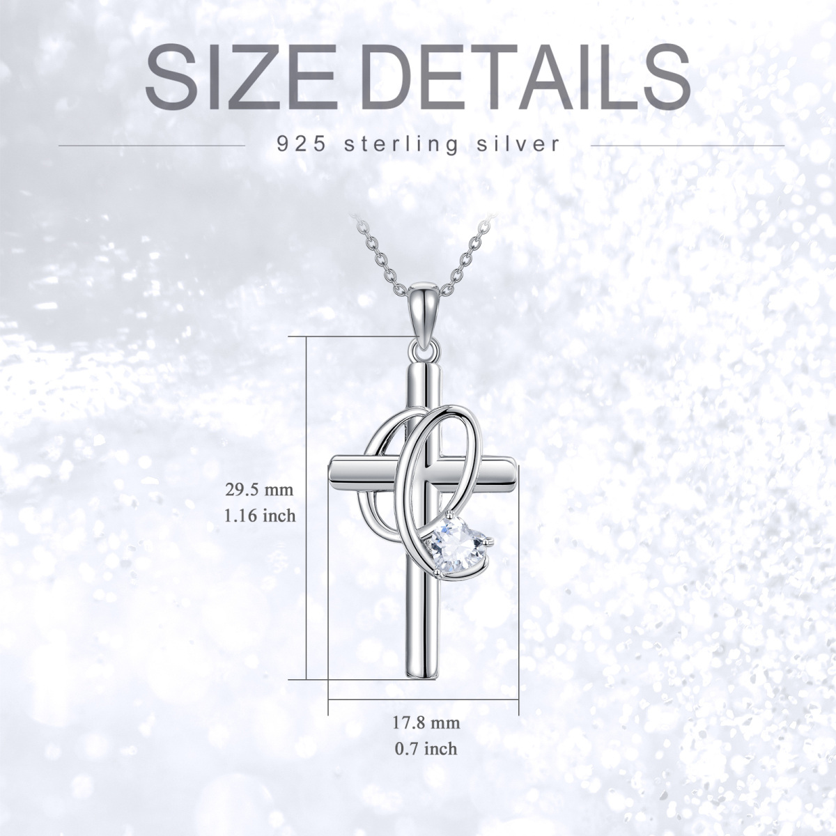 Sterling Silber Herz geformt Cubic Zirkonia Kreuz Anhänger Halskette mit Initial Buchstabe-5