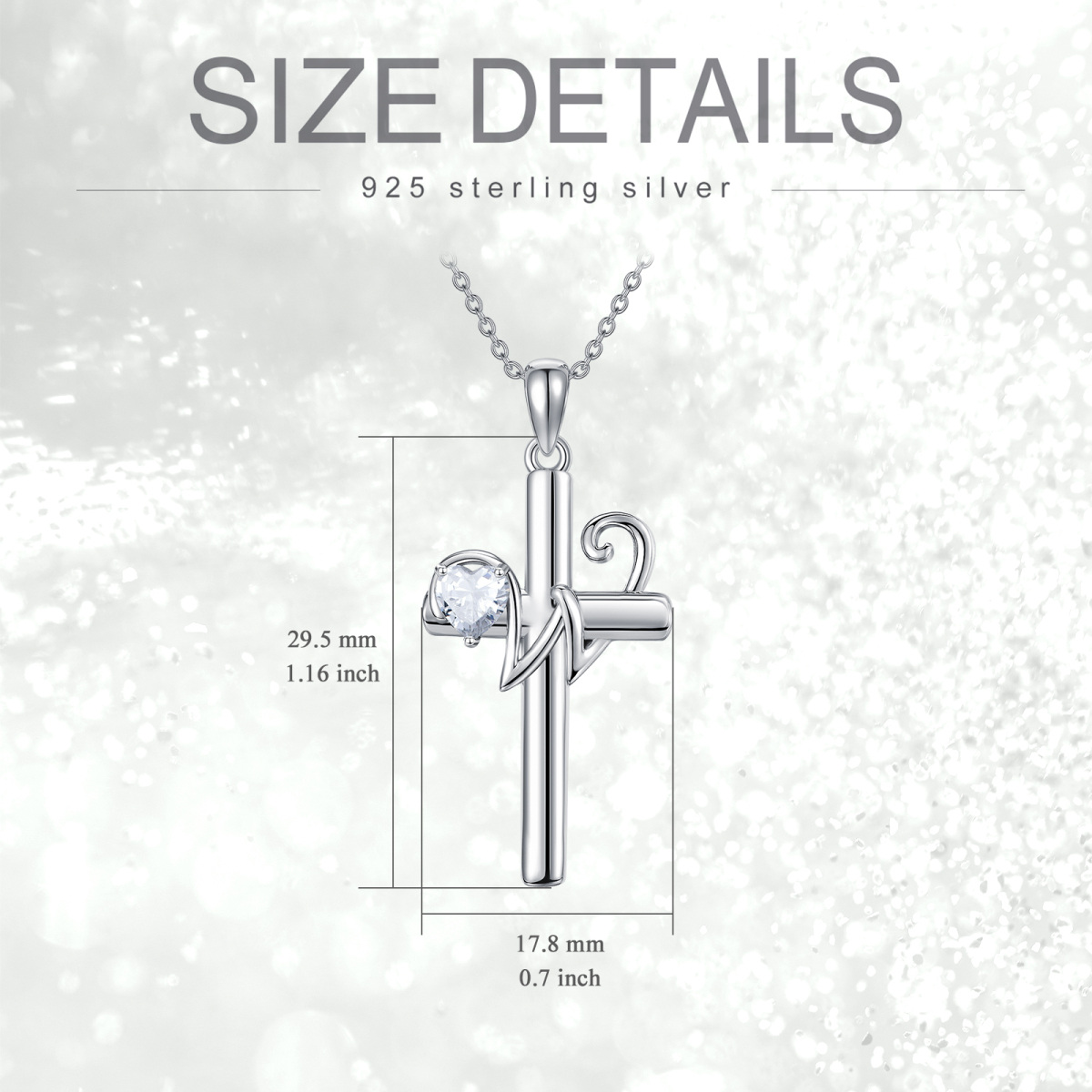 Sterling Silber Herz geformt Cubic Zirkonia Kreuz Anhänger Halskette mit Initial Buchstabe-5