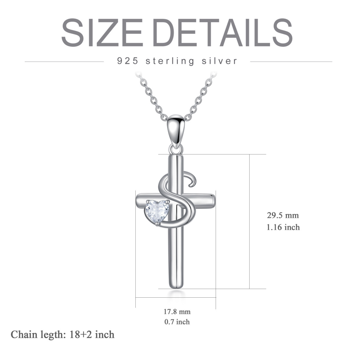 Sterling Silber Herz geformt Cubic Zirkonia Kreuz Anhänger Halskette mit Anfangsbuchstabe-5