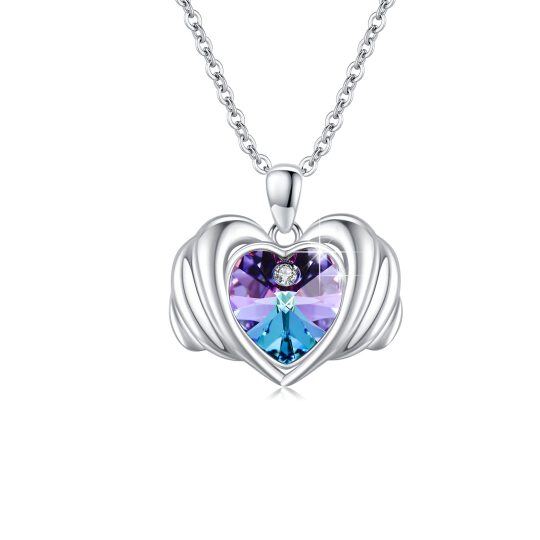 Sterling zilveren hart Crystal Angel Wing hanger ketting voor vrouwen