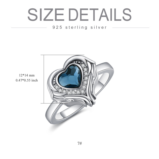 Bague en argent sterling avec aile d'ange en cristal en forme de cœur-7