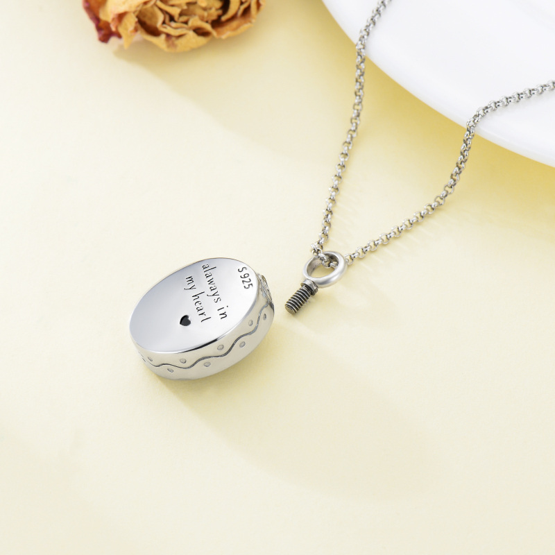 Sterling Silver Heart Shaped Crystal Angel Wings Urn Necklace for Ashes with Engraved Word-4