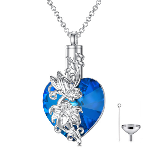 Collana con urna a farfalla in cristallo e cuore in argento sterling per ceneri per le migliori amiche delle donne