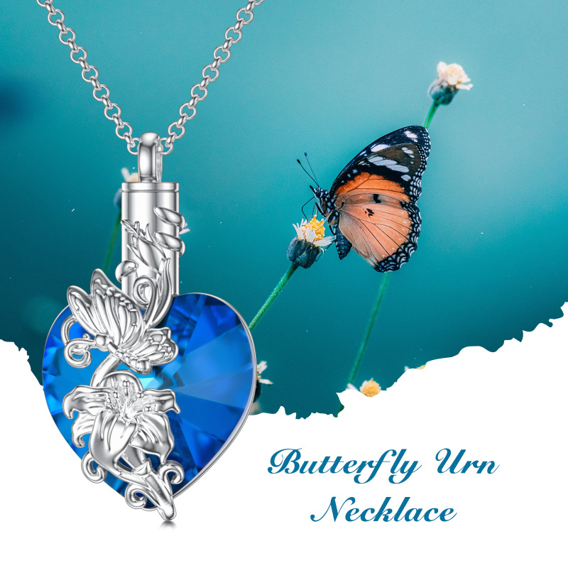 Collar de plata de ley con forma de corazón y mariposa, para cenizas, mejores amigas-4
