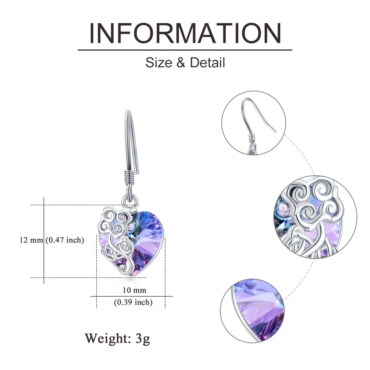 Boucles d'oreilles pendantes en argent sterling avec nœud celtique et cœur en forme de cœu-5