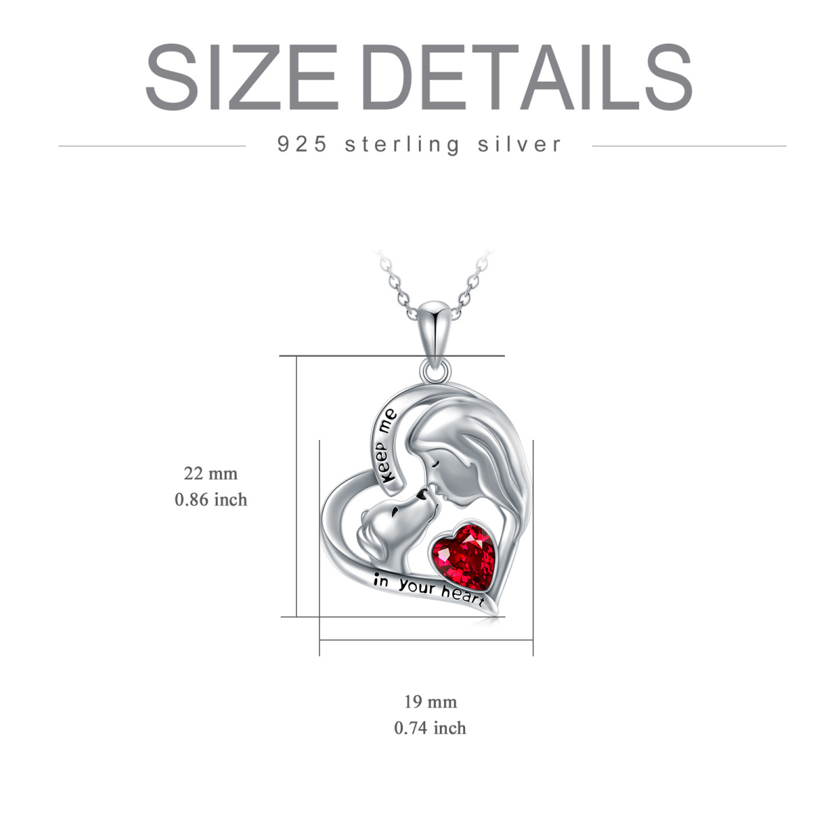 Sterling Silver Heart Crystal Dog Pendant Necklace For Women-5