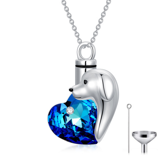 Sterling zilveren hart Crystal hond Urn ketting voor as