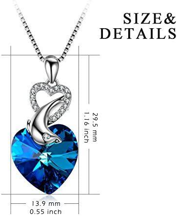 Sterling Silver Heart Crystal With Dolphin Pendant Necklace For Women-5