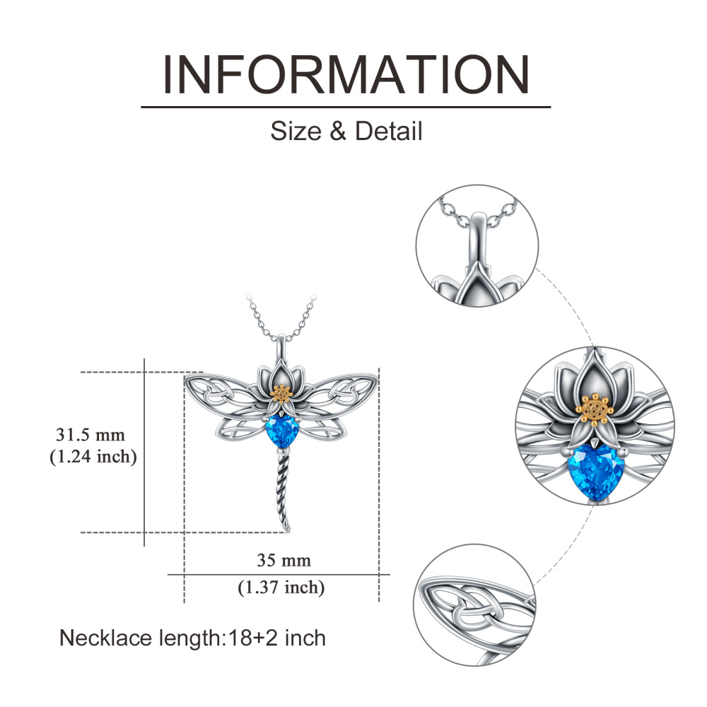 Sterling Silver Heart Shaped Crystal Dragonfly Urn Necklace for Ashes-4
