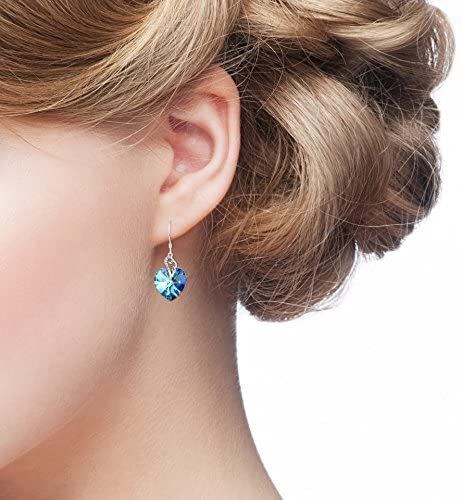 Coração de prata esterlina coração de cristal com asas de anjo brincos para mulheres-2