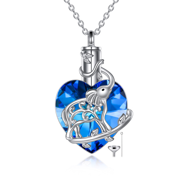 Sterling Silver Heart Crystal & Cubic Zirconia Butterfly Urn Necklace For Ashes