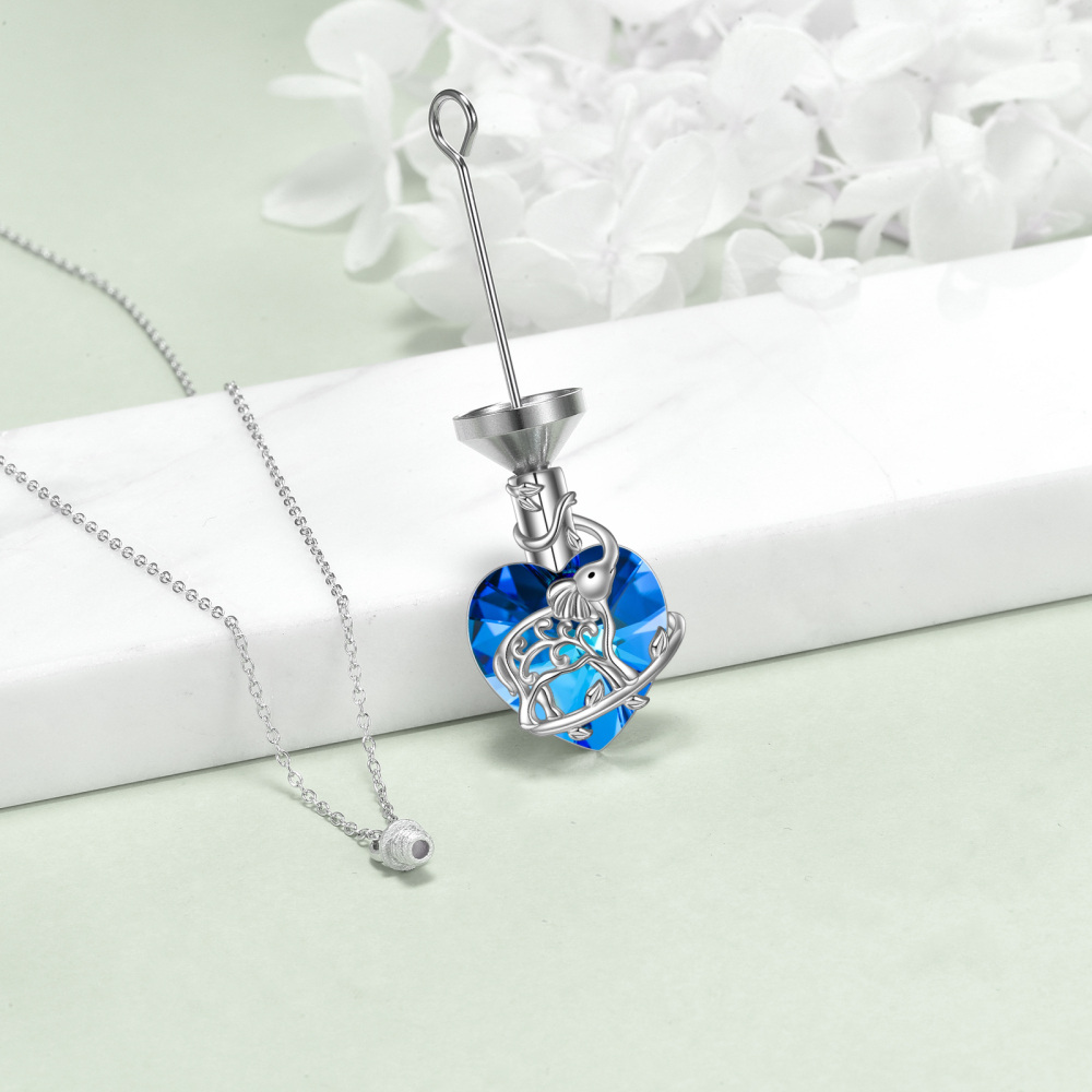 Sterling Silver Heart Crystal & Cubic Zirconia Butterfly Urn Necklace For Ashes-4