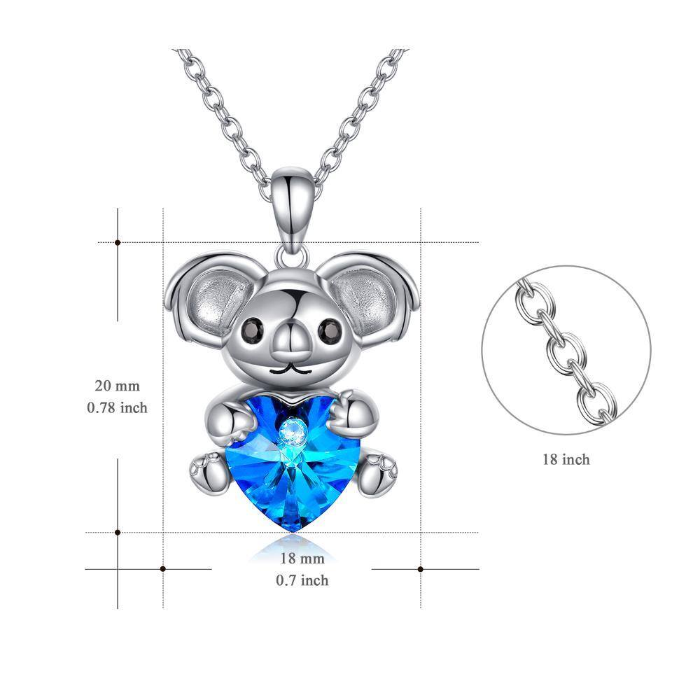 Sterling Silver Heart Crystal Koala Pendant Necklace For Women-5