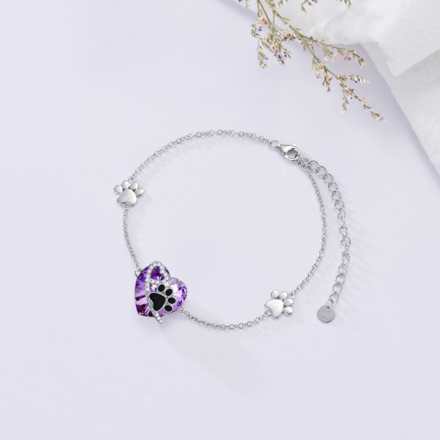 Pulsera de plata de ley con forma de corazón y colgante de corazón-4