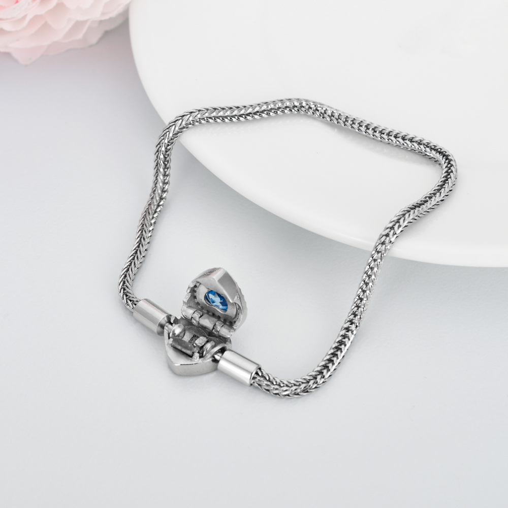 Pulseira com pingente de coração de cristal em forma de coração de prata esterlina-4