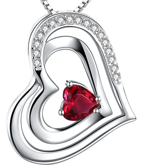 Collana con ciondolo di cristallo a forma di cuore in argento sterling