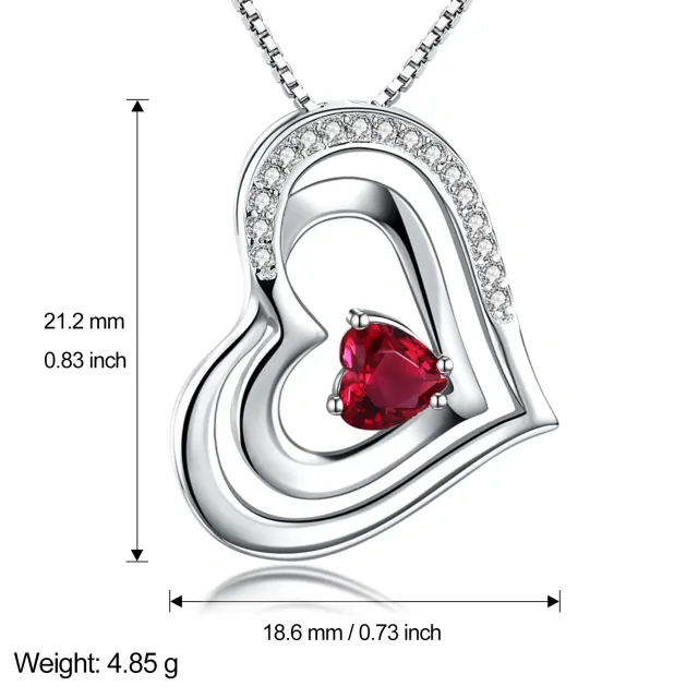 Sterling Silver Heart Shaped Crystal Heart Pendant Necklace-3