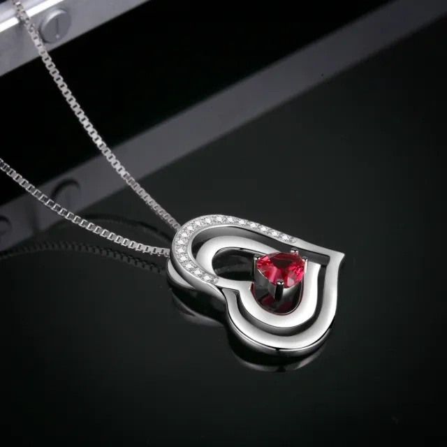 Collana con ciondolo di cristallo a forma di cuore in argento sterling-4