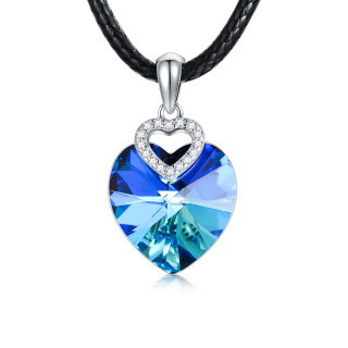 Sterling Silver Heart Crystal Pendant Necklace For Women-19