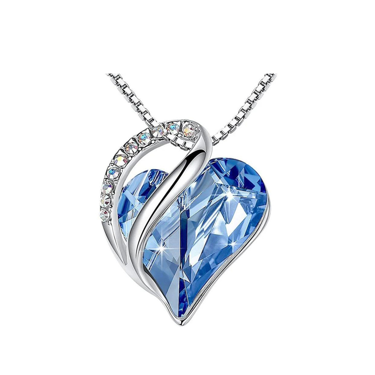 Sterling Silver Heart Crystal Pendant Necklace For Women-1