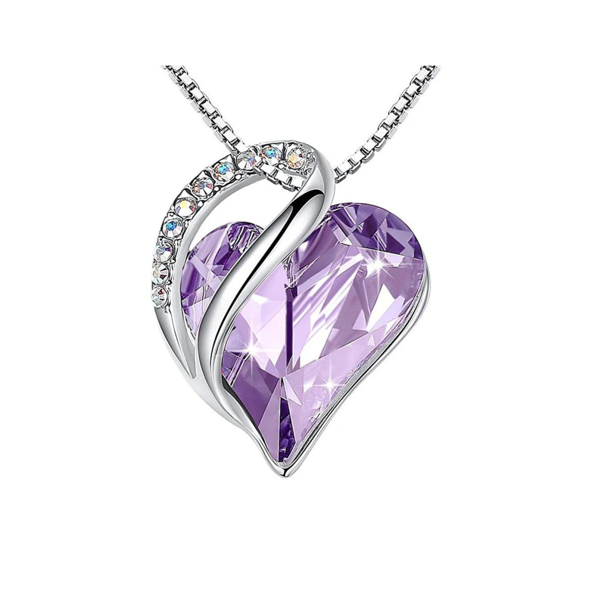 Sterling Silver Heart Crystal Pendant Necklace For Women-1