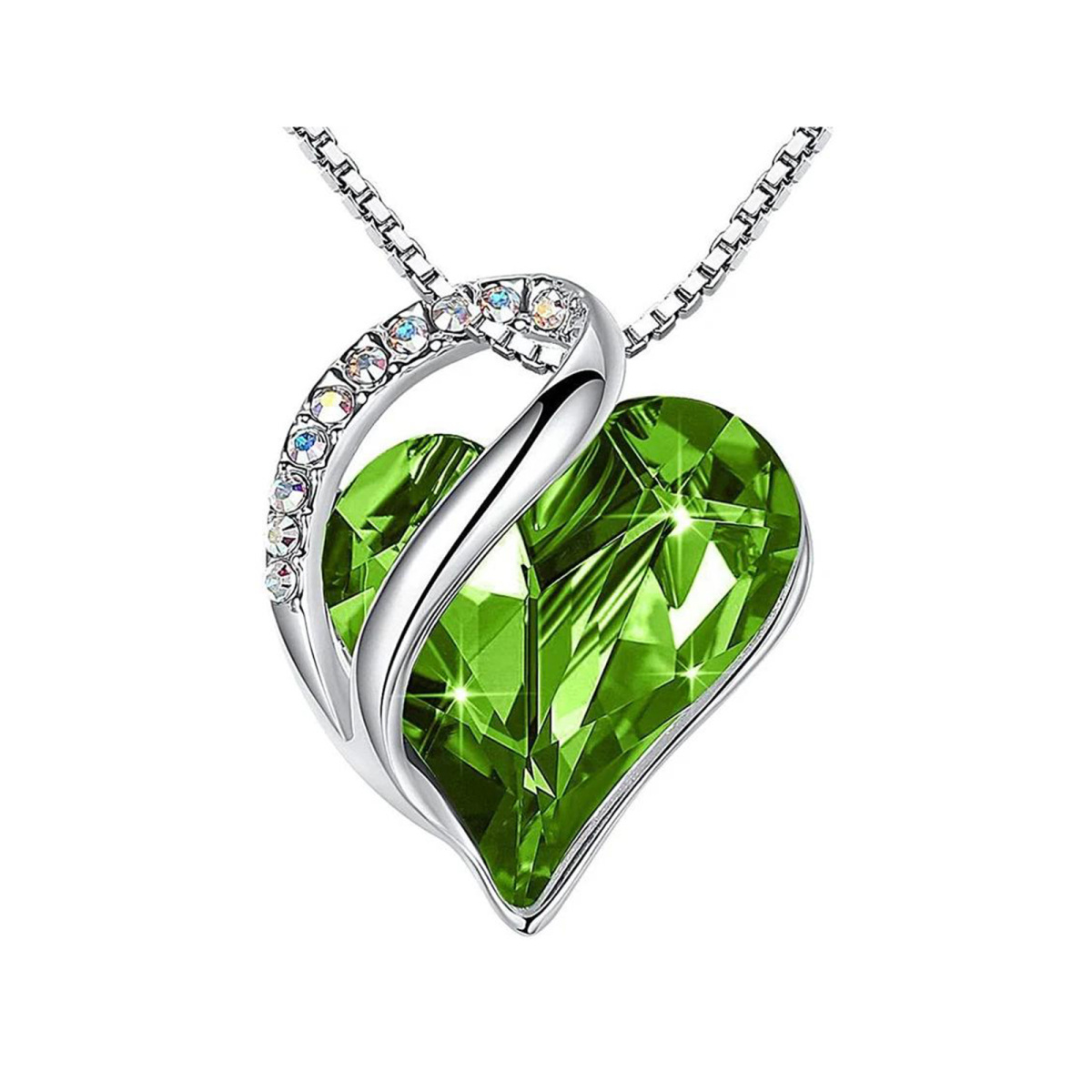 Sterling Silver Heart Crystal Pendant Necklace For Women-1