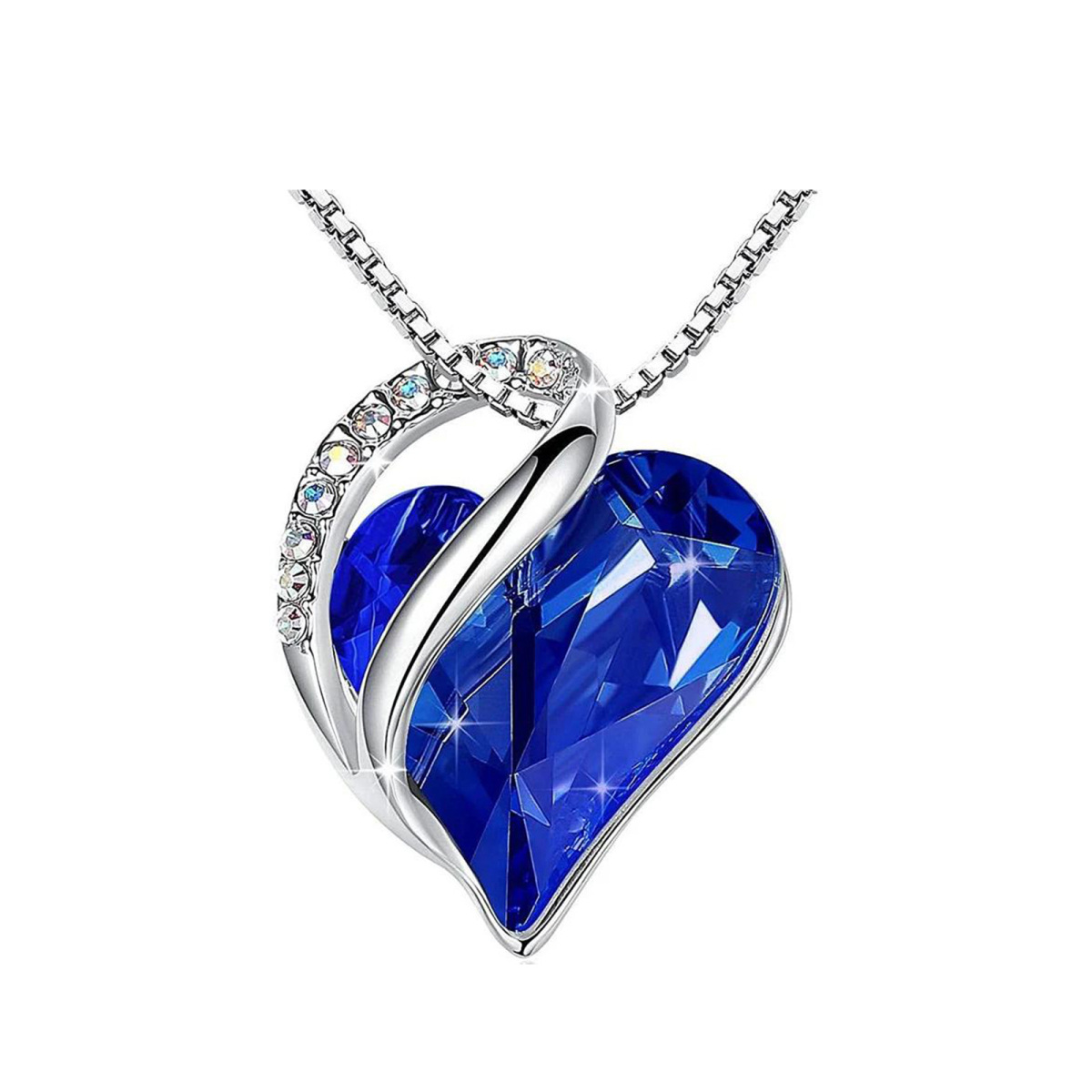 Sterling Silver Heart Crystal Pendant Necklace For Women-1