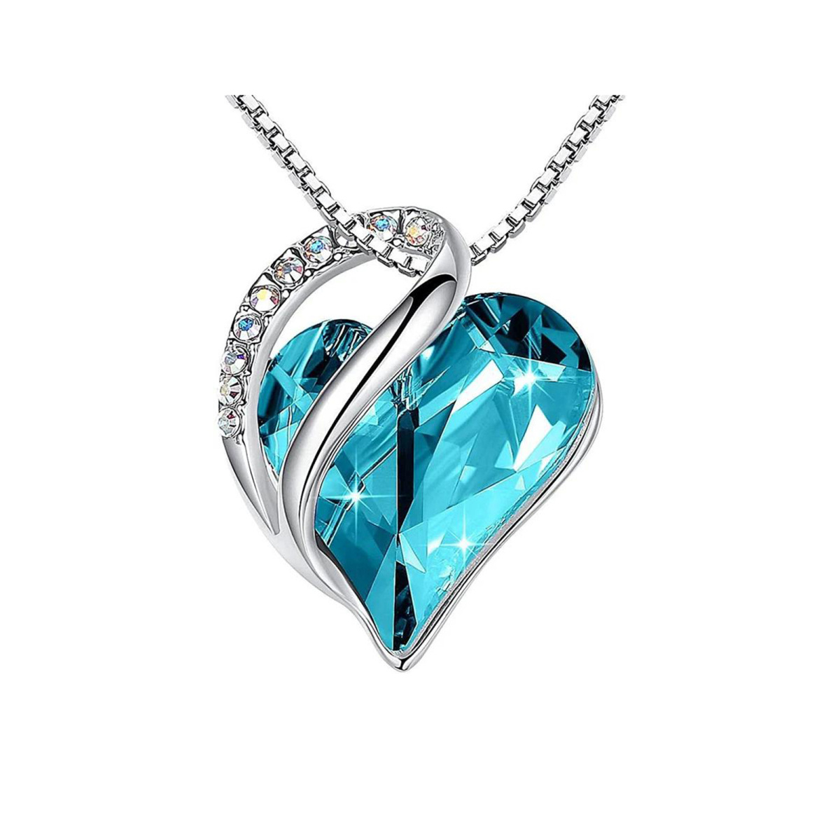 Sterling Silver Heart Crystal Pendant Necklace For Women-1