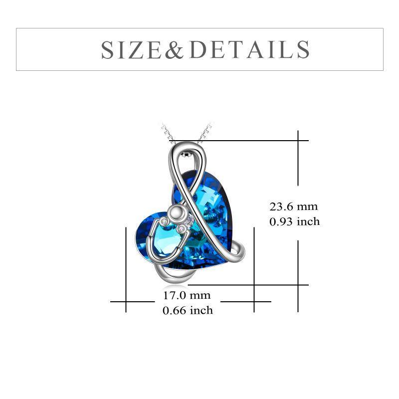 Sterling Zilver blauw hart Crystal stethoscoop ketting sieraden cadeau voor verpleegkundigen artsen-5