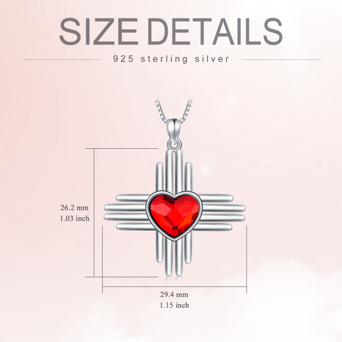 Sterling Silver Heart Crystal Cross Pendant Necklace For Women-5