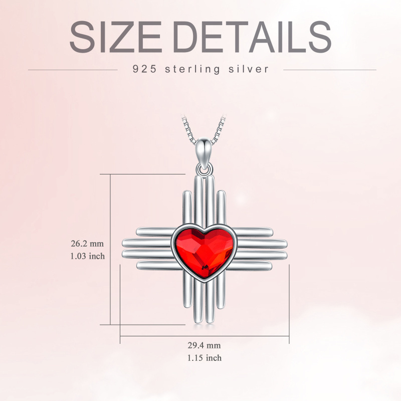 قلادة من الفضة الإسترلينية على شكل قلب كريستالي صليب للنساء-5