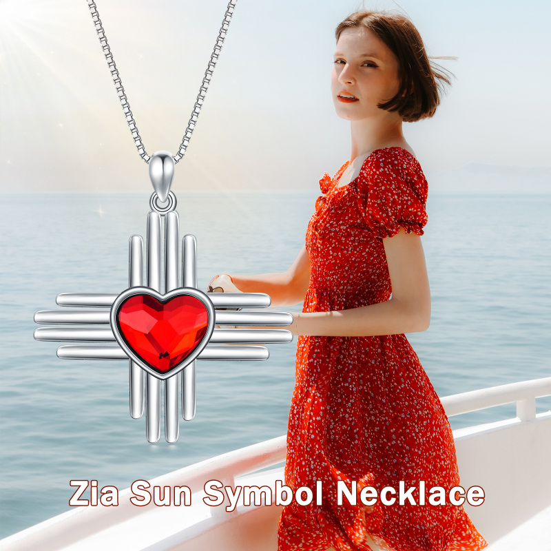 قلادة من الفضة الإسترلينية على شكل قلب كريستالي صليب للنساء-6