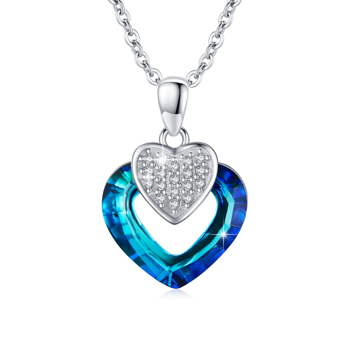 Collana da donna con ciondolo in cristallo a cuore in argento sterling-1