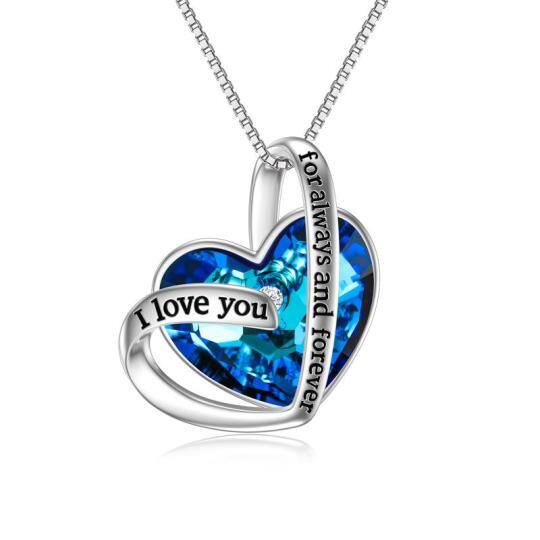 Sterling Silver Heart Crystal Pendant Necklace For Women