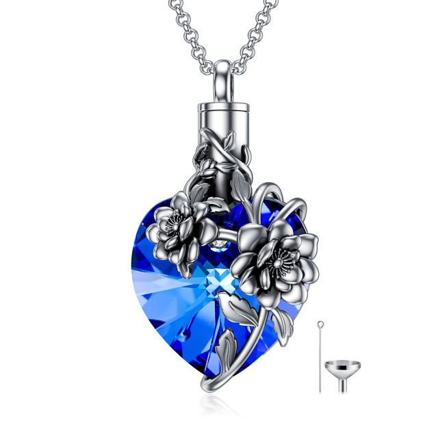 Collier en argent sterling pour cendres en forme de coeur, fleur de pivoine et coeur d'urn-2