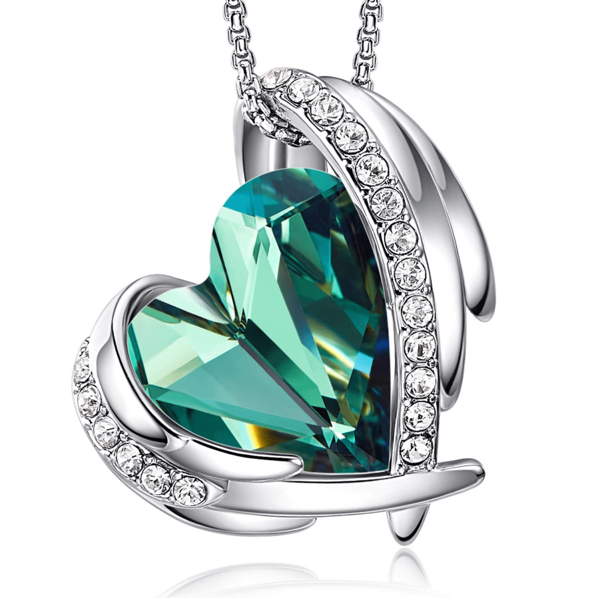 Sterling Silber Herz geformt Kristall personalisierte Birthstone & Herz-Anhänger Halskette-1