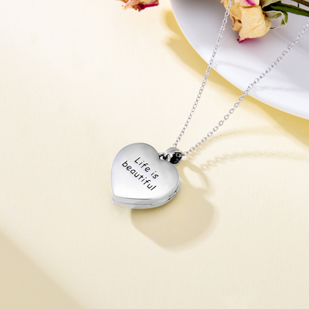 Collana con medaglione in argento sterling a forma di cuore con foto personalizzata e unic-5