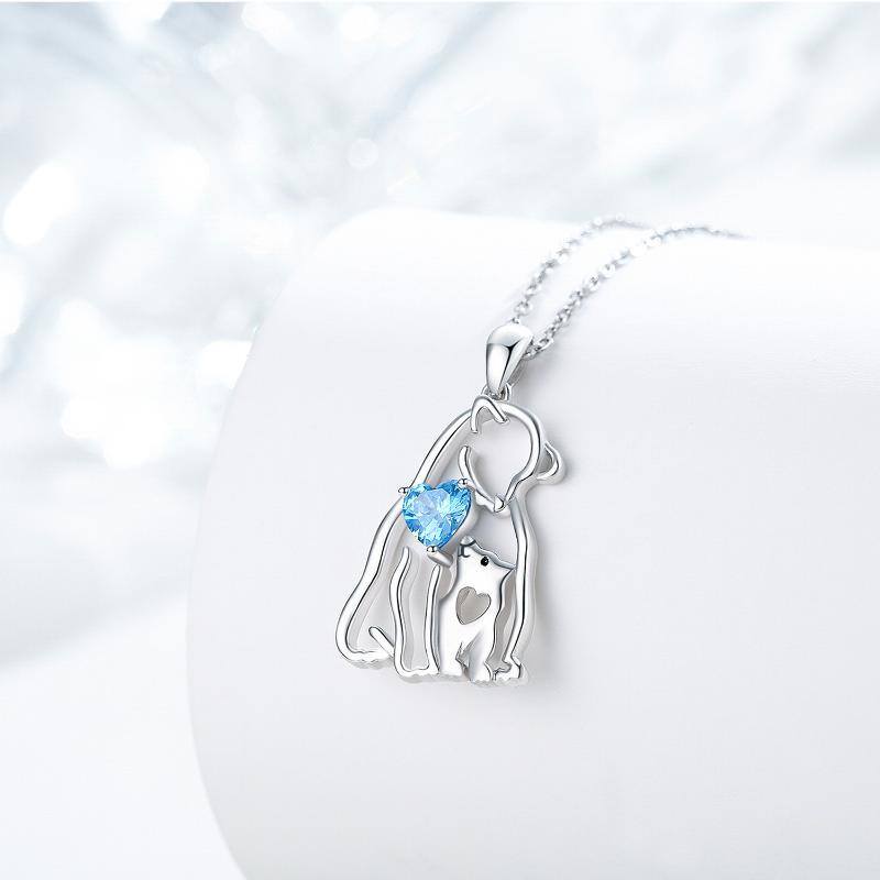 Sterling Silver Heart Crystal Polar Bear Pendant Necklace For Women-4