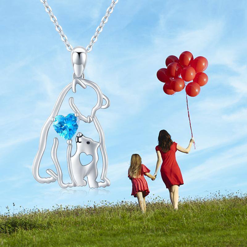 Sterling Silver Heart Crystal Polar Bear Pendant Necklace For Women-6