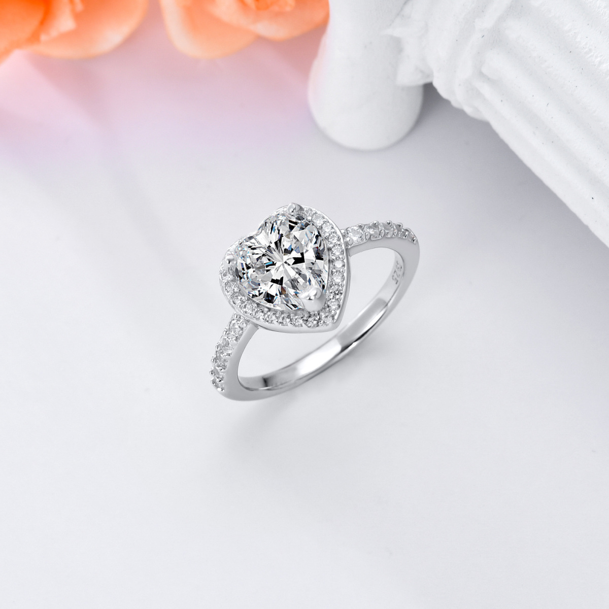 Bague en argent sterling en forme de coeur en cristal -4