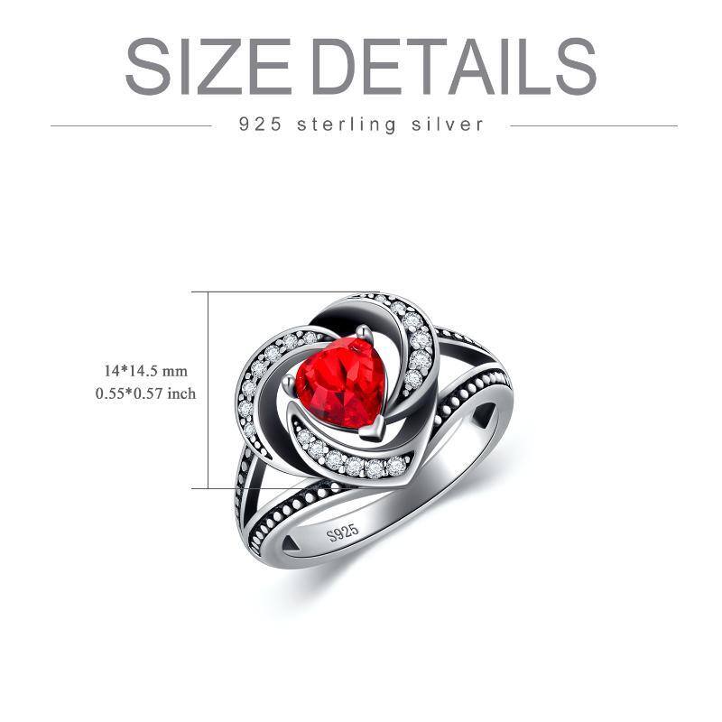 Bague en argent sterling avec cristal en forme de cœur-5