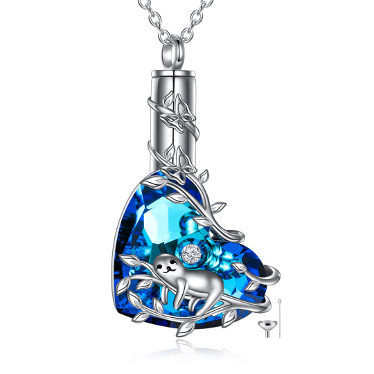 Sterling zilveren hart Crystal luiaard Urn ketting voor as voor vrouwen